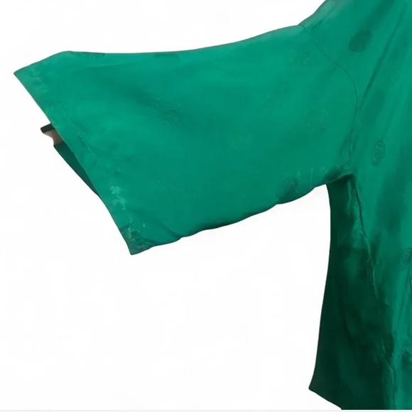 Golden Bee Green traditional vintage Chinese Kimono with Peacock Embroidery sz M - Picture 5 of 15
